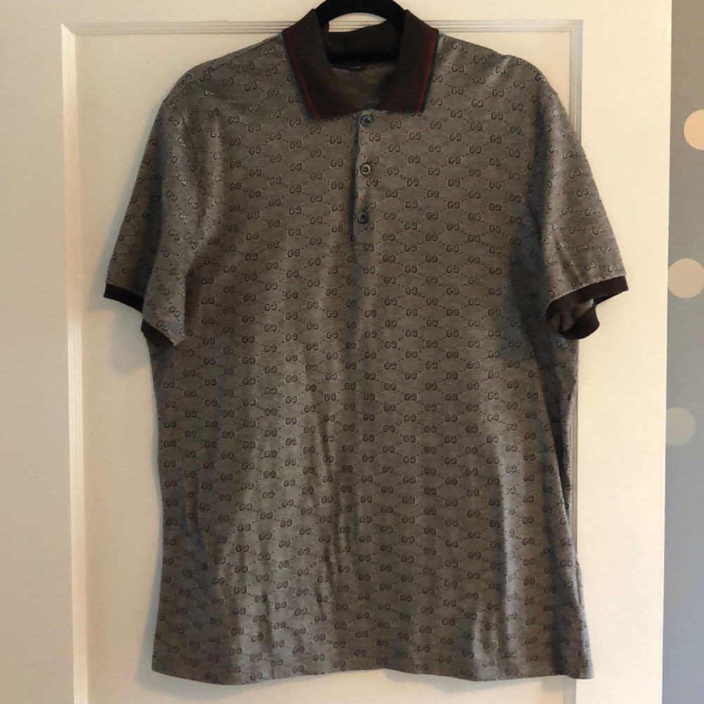 AUTHENTIC Gucci Logo Print Polo Shirt